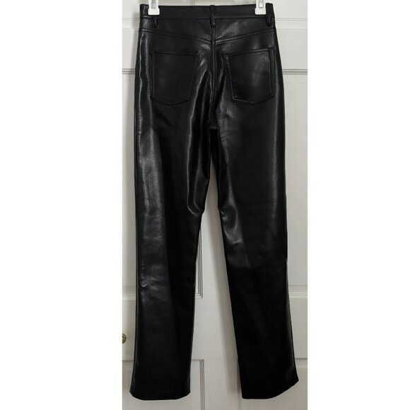 Aritzia Wilfred The Melina Pants Black 0 Faux Leather High Rise Waist 29 Inseam - Picture 2 of 6